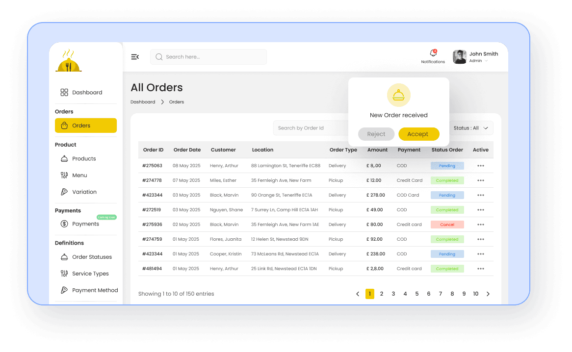 Accept Orders