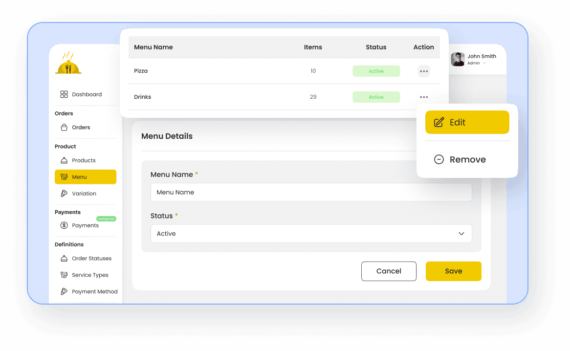 Customize Your Menu